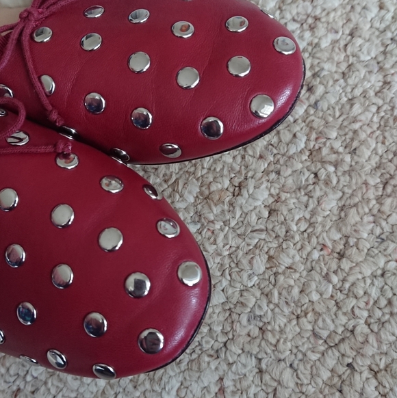 Loeffler Randall Landon Studded Leather Ballerina Flats in Burgundy size 6.5 - Picture 9 of 16